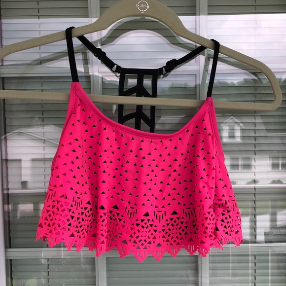 Justice Other - 💛 Justice Neon Pink and Black Bathing Suit Top 20